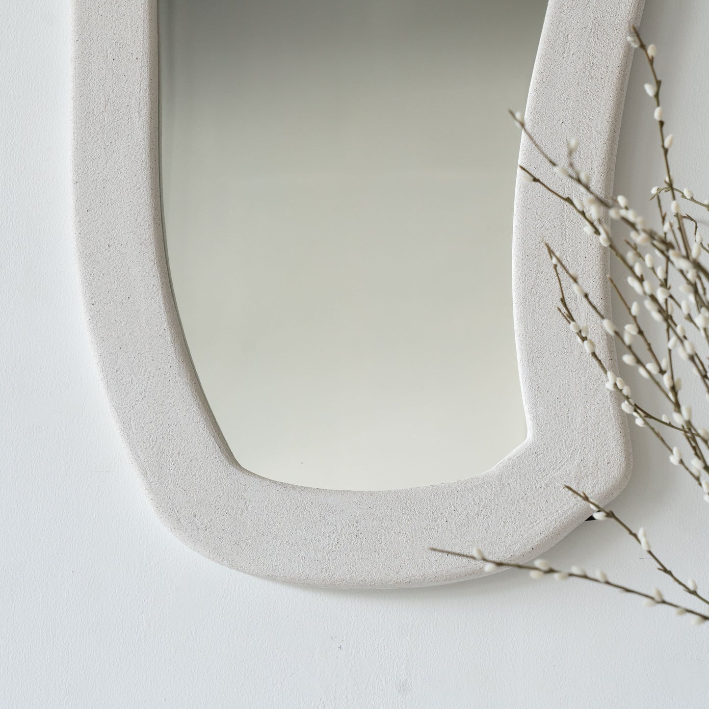 Handmade White Wall Hanging Mirror - Small