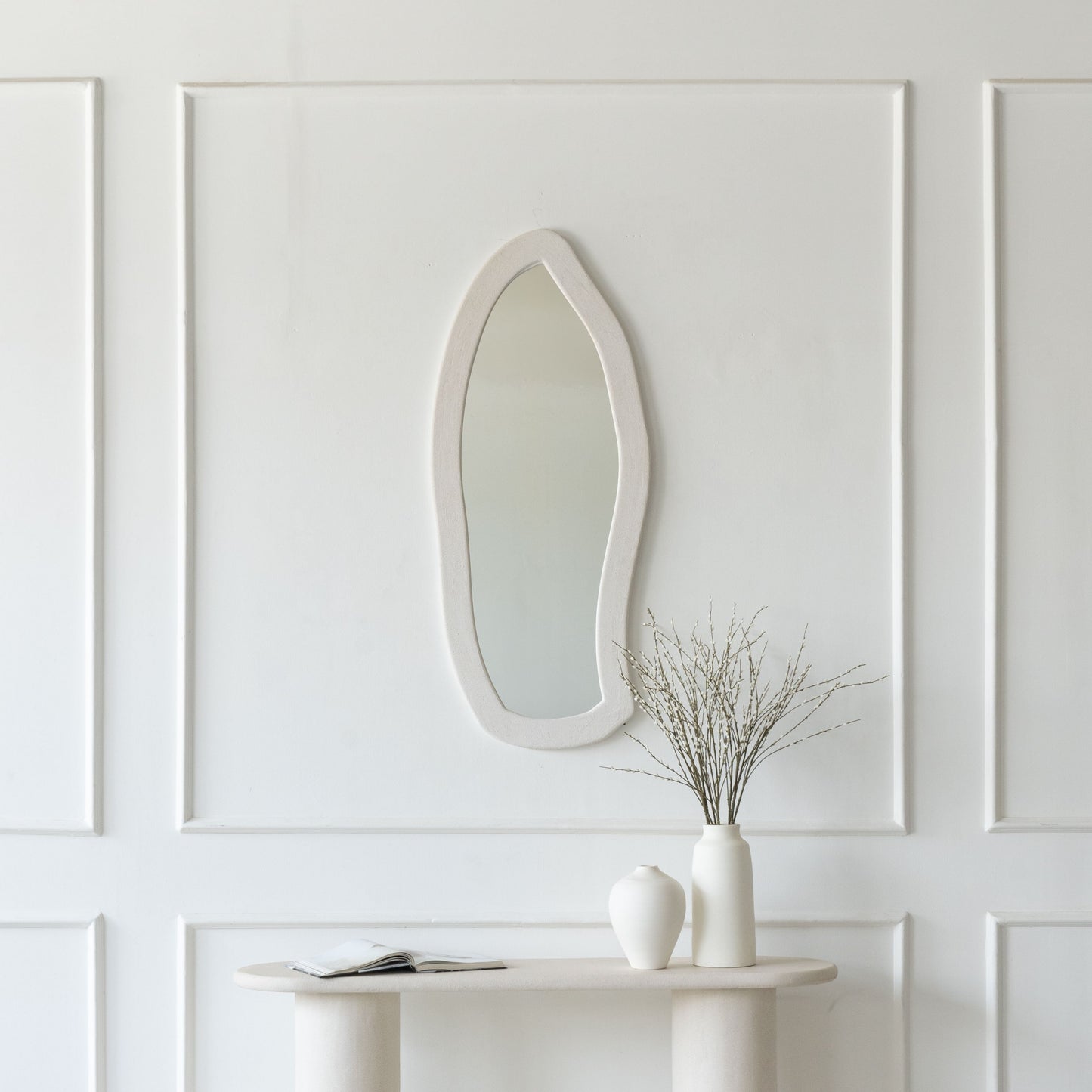 Handmade White Wall Hanging Mirror - Small