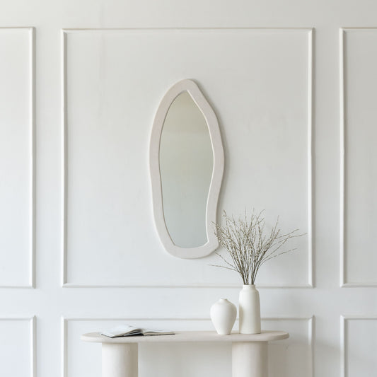 Handmade White Wall Hanging Mirror - Small