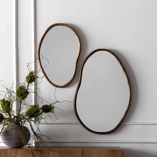 Solid Wood Curved Wall Hanging Mirror
