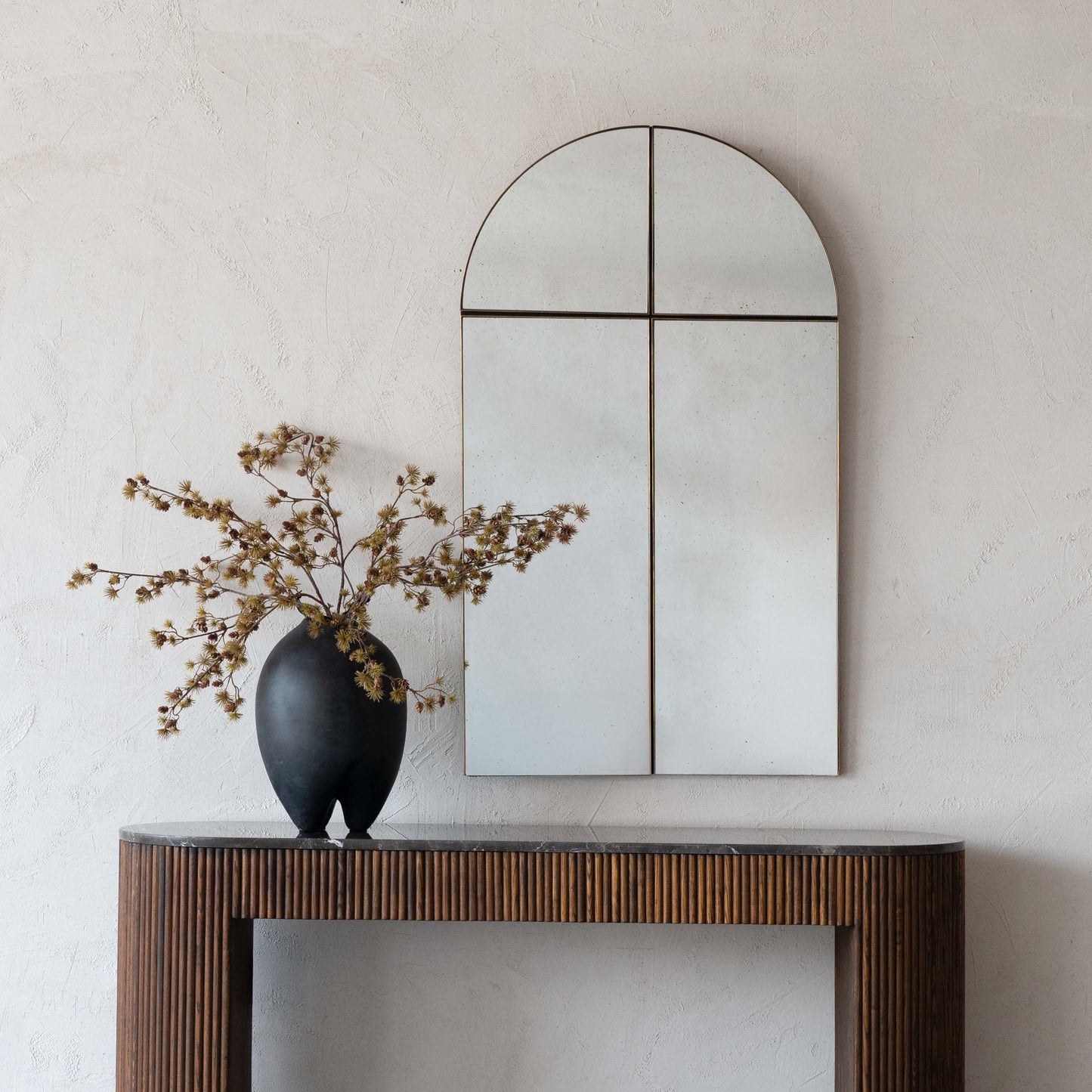 Aged Charm Vintage Rustic Arch Wall Mirror 120x70cm